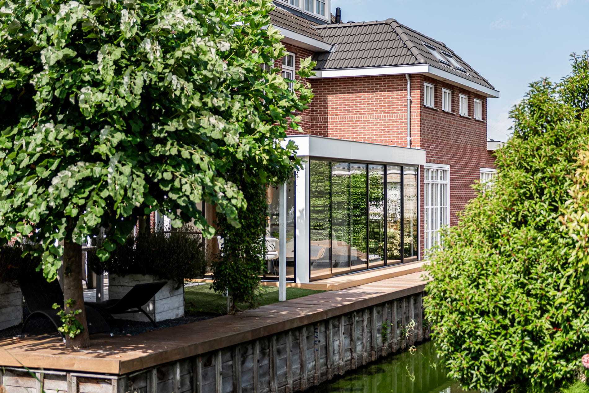 Glazen schuifwand voor veranda